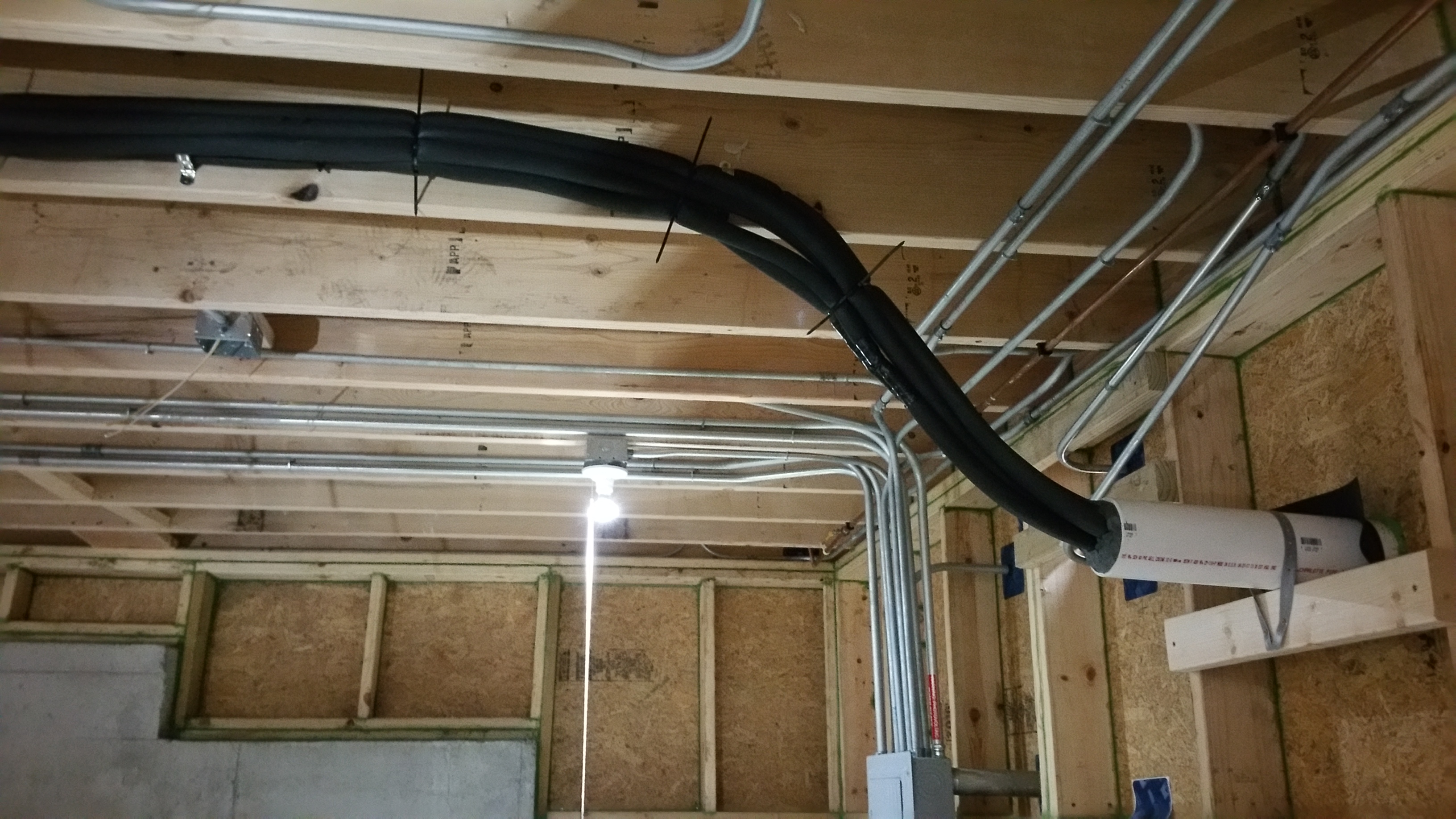 heat pump refrigerant lines - int. leaving basement