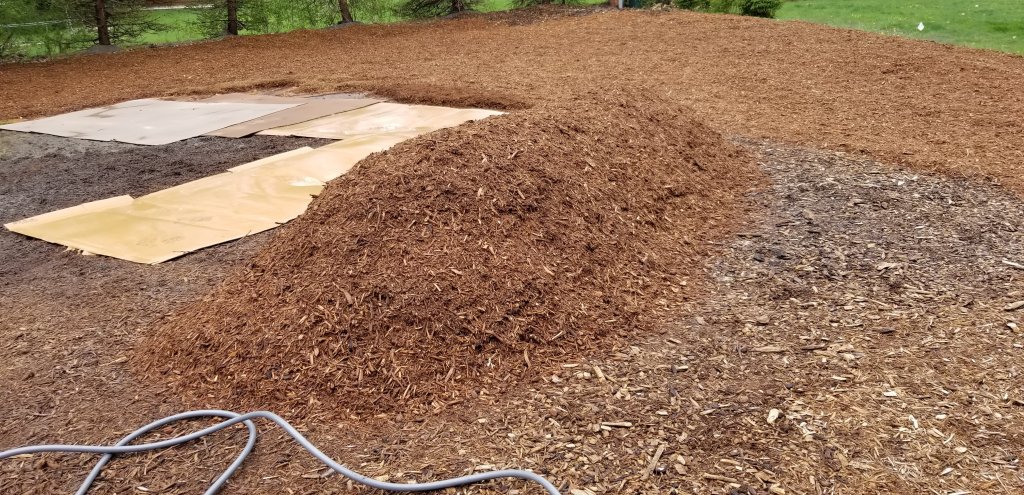 prepping hügelkultur raised bed